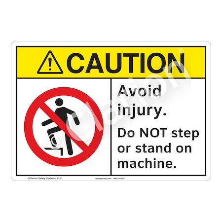 Caution Avoid Injury Sign (F1219-)|Weatherable Polyester 10" X 7" Self Adhesive Back|ANSI Signs|Sign for Manufacturing, Warehouse, Construction Area